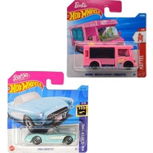 2 Araç Set Barbie The Movie 1956 Corvette & Hot Wheels Barbie Dream Camper (1/64)