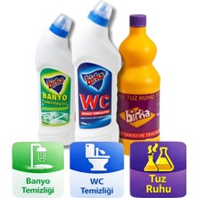 Birka 3’lü Temizlik Seti | Wc Tuvalet 750 ml + Banyo Temizleyici 750 ml + Tuz Ruhu 1 kg
