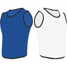 Feyza Design Çocuklar Için 14'lü Halı Saha Yeleği Seti, Mavi ve Beyaz Renkli