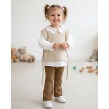 Ege Bebek Kız Çocuk Mevsimlik Süveter, Bluz ve Ispanyol Paçalı 3'lü Şık Bayram Kombini 2-3-4-5 Yaş Şık Takım