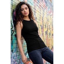 Tommy Life Siyah Slim Fit Basic O Yaka Sıfır Kol Kadın Atlet - 97313