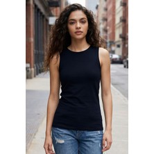 Tommy Life Lacivert Slim Fit Basic O Yaka Sıfır Kol Kadın Atlet - 97313