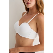 Toparlayıcı Balenli Dolgusuz Straplez Sırt Dantel Desenli Sütyen 2215