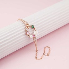 Özcömert Silver Gümüş Rose Kalp Manolya Çiçeği Kelebek Kadın Bileklik