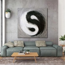 PremiumPort Şık Siyah Beyaz Ying Yang Sembolü Kanvas Tablo, Ev Dekorasyonu