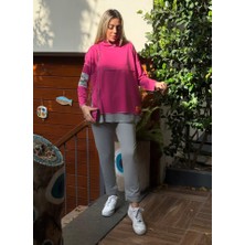 Mustafa Kemal Boztekin Bet's  Kadın Pembe Kapşonlu Etek Ucu Detay Arma Ters Dikiş Gorunumlu Ikili Takım