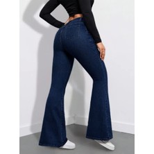 Bet's  Kadın Yüksek Bel Cepli Ispanyol Paçalı Kot Pantolon