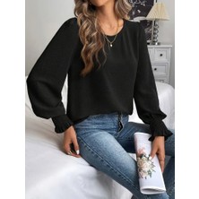 Bet's  Kadın Uzun Kollu Yuvarlak Yaka Aerobin Bluz