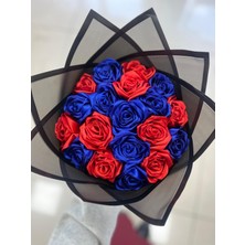 Kashpanya Kırmızı Mavi Solmayan Gül Buketi