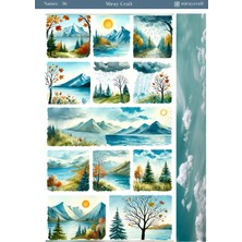 Miray Craft 1 Sayfa Doğa Temalı 12*17 cm Sticker /scrapbook, Bullet Journal, Planlayıcı, Defter