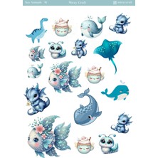 Miray Craft 1 Adet Deniz Hayvanları Temalı Sticker Sayfası – Journal & Planner (12×17 Cm)