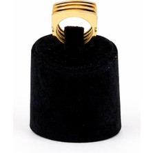 Pangu Altın Renk Geniş Form Düz Çelik Kadın Yüzük