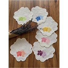 PremiumPort Renkli Yaprak Desenli 6'lı Kahve ve Kokteyl Sunum Peçetesi Seti