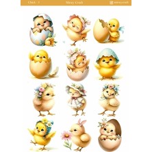 Miray Craft 1 Adet Civciv Temalı Sticker Sayfası – Journal & Planner (12×17 Cm)