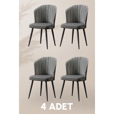 MyMassa Rubi Sandalye - Babyface Gri - Siyah Metal Ayak ( 4 Adet) - Salon Sandalyesi / Mutfak Sandalyesi