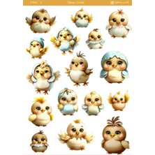 Miray Craft 1 Adet Civciv Temalı Sticker Sayfası – Journal & Planner (12×17 Cm)