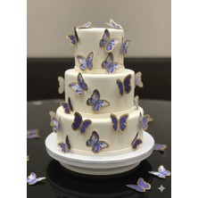 Deniz Party Store Gold Varaklı Lacivert 3 D 21 Li Kelebek Sticker Balon Pasta Süsü