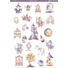 Miray Craft 1 Adet Prens & Masal Temalı Sticker Sayfası – Journal & Planner (12×17 Cm)
