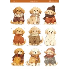 Miray Craft 1 Adet Köpek Temalı Sticker – 12X17 cm Scrapbook, Bullet Journal, Planlayıcı Için