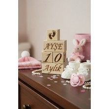 Pikas İsim yazılır Ahşap Anne Bebek Anı Küpleri Fotoğraf Çekim, Bebek Anı Küpü Seti