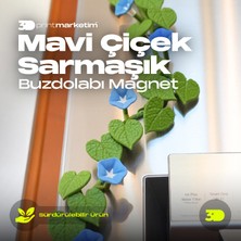 3D Print Marketim Mavi Çiçekli Sarmaşık Buzdolabı Magneti - 30 cm