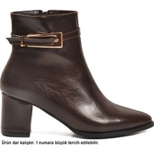 Ayakmod Kahve Suni Deri Kadın Bot 262327 Z (Dar Kalıp)