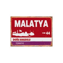 PremiumPort Malatya Temalı Mdf Tablo, Şehir Yön Tabelası Görünümlü Dekor Poster