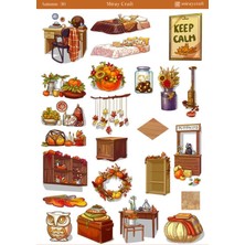 Miray Craft 1 Sayfa Sonbahar Temalı 12*17 cm Sticker /scrapbook, Bullet Journal, Planlayıcı Için