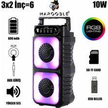 BNG STR HF-3225 Rgb Işıklı Taşınabilir Bluetooth Mikrofon Destekli Hoparlör 3x2 Inç Çift Woofer USB Tf Destekli