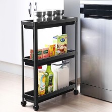 Braventa Collection Slim 3 Katlı Tekerlekli Raf Ünitesi - Dar Alanlar Için Mutfak & Banyo Organizer - Baharatlık & Havlu