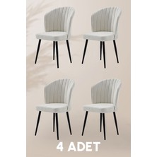 MyMassa Rubi Sandalye - Mense Krem - Metal Siyah Ayak ( 4 Adet ) - Salon Sandalyesi / Mutfak Sandalyesi