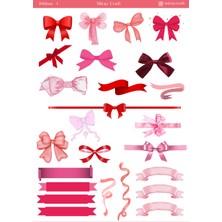 Miray Craft 1 Adet Kurdele & Fiyonk Temalı Sticker Sayfası – Journal & Planner (12×17 Cm)