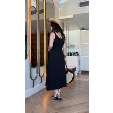 Mustafa Kemal Boztekin Bet's  Kadın Askılı Yuvarlak Yakalı Viskon Elbise