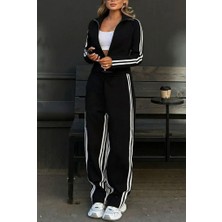 Bet's  Kadın Uzun Kollu Önden Fermuarlı Kısa Viskon Iki Iplik Bluz ve Pantolon Ikili Takım