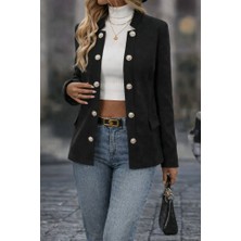 Bet's  Kadın Uzun Kollu Önü Açık Düğmeli Scuba Dalgıç Ceket