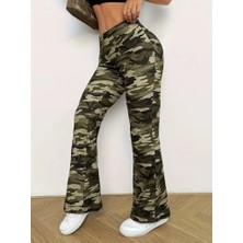 Bet's  Kadın Yüksek Bel Kamuflaj Desenli Dalgıç Tayt