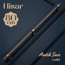 Badem10 Hisar Antik Sarı Metal Kulp 800 mm Tırtıklı Desen Mobilya Çekmece Mutfak Dolabı Dolap Kulpları Kulbu