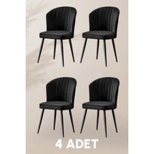 MyMassa Rubi Sandalye - Babyface Siyah - Siyah Metal Ayak (4 Adet) - Salon Sandalyesi / Mutfak Sandalyesi
