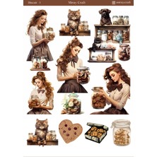 Miray Craft 1 Adet Bisküvi Temalı Sticker Sayfası – Journal & Planner (12×17 Cm)