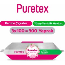 Puretex Yüzey Temizlik Havlusu Pembe Çiçekler 3X100 (300 Yaprak)