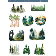 Miray Craft 1 Sayfa Doğa Temalı 12*17 cm Sticker /scrapbook, Bullet Journal, Planlayıcı, Defter