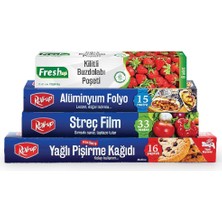 Braventa Collection Roll-Up Pişirme Kağıdı- Streç Film - Buzdolabı Poşeti Ekonomik Mutfak Seti -2