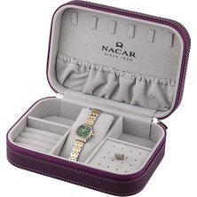 Nacar Safir Cam Gümüş - Altın - Yeşil Kadın Kol Saati | Özel Kutusuyla | NC34-39B840-CNMS