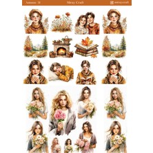 Miray Craft 1 Sayfa Sonbahar Temalı 12*17 cm Sticker /scrapbook, Bullet Journal, Planlayıcı Için