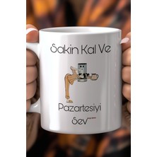 YasBey Design Pazartesi Temalı Esprili Yazılı 330ML Baskılı Beyaz Seramik Kupa Bardak