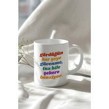 YasBey Design Motivasyon Söz Tasarımlı 330ML Baskılı Beyaz Seramik Kupa Bardak