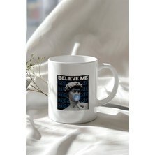 YasBey Design Modern Heykel Desenli 330ML Baskılı Beyaz Seramik Kupa Bardak