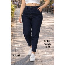 Cedy Denim Mom Fit Jean Büyük Beden Yüksek Bel Carrot Kesim Dar Paça Pileli Esnek Kot Pantolon C600