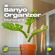 3D Print Marketim Monstera Yaprak Banyo Lavabo Organizer – Duvar ve Ayna Üzeri Yapışan Modüler Düzenleyici – Banyo Seti