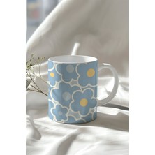 YasBey Design Çiçek Desenli 330ML Baskılı Beyaz Seramik Kupa Bardak